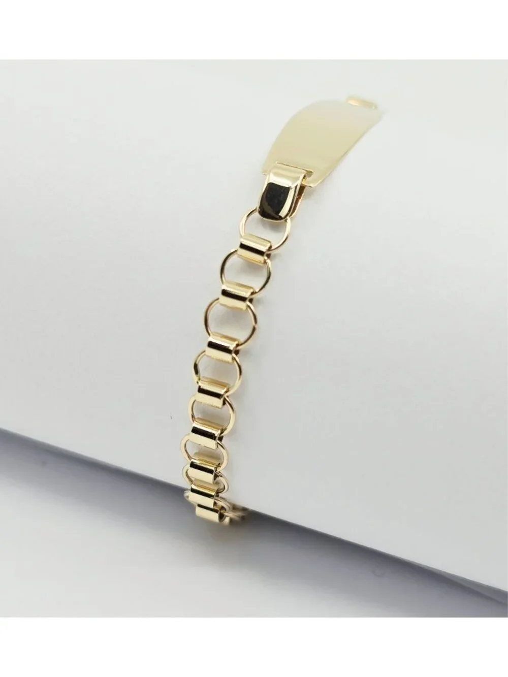 Unique 14K Karat Solid Yellow Gold Designer Baby Link ID Bracelet - 5.25